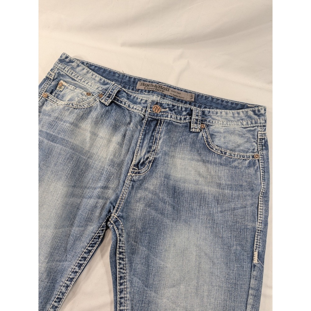 Rock & Roll Denim Pistol Jeans Mens Blue Regular Fit Bootcut 40 X 32 True Size